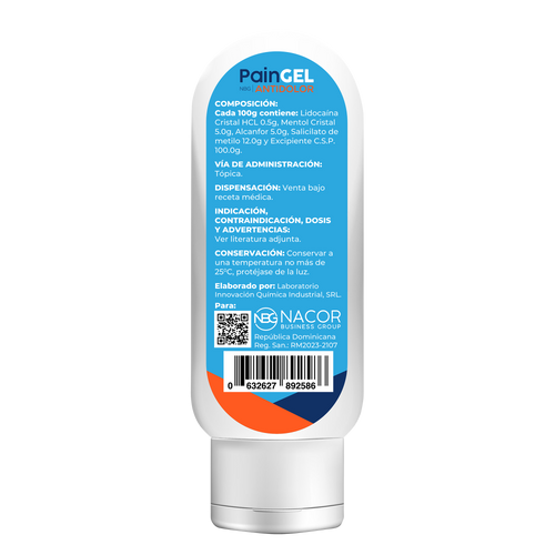 Crema Paingel, etiqueta de los ingredientes 